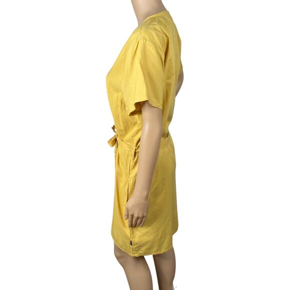 RVCA Landed Mustard Yellow Belted Button Down Dress SZ XL - Picture 7 of 10